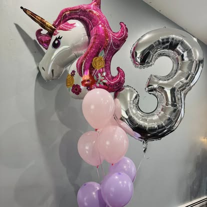 Helium Balloon Bouquets (6 Latex Solid Color ballons, 1 Theme Foil or Number Jumbo Ballon)