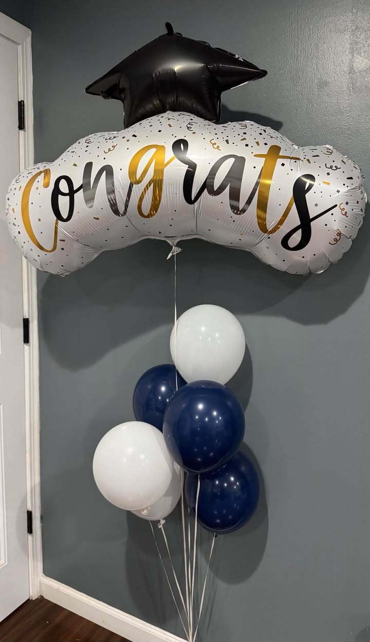 Helium Balloon Bouquets (6 Latex Solid Color ballons, 1 Theme Foil or Number Jumbo Ballon)